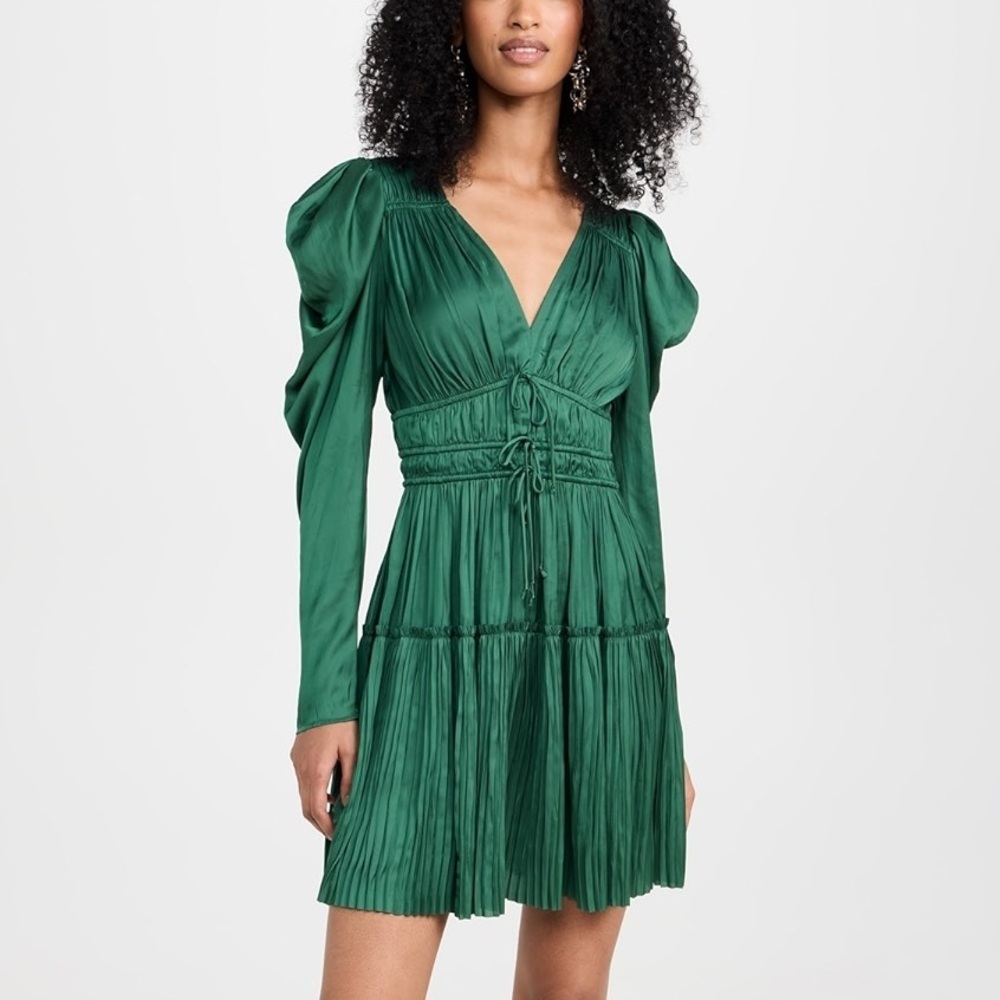 Ulla Johnson lu dress long sleeve mini in jadeite green Size 14 NWOT